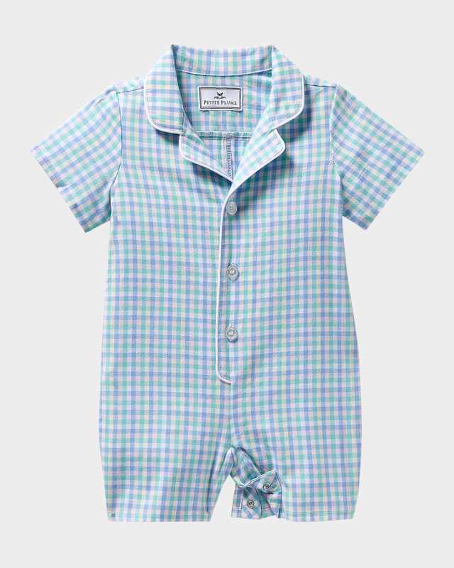 Boy's Spring Gingham Printed Romper, Size Newborn-24M